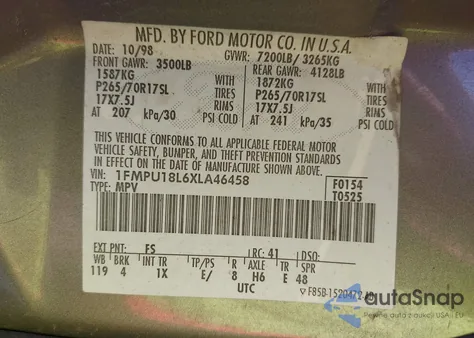 1999 Ford Expedition Eddie Bauer/Xlt z USA, uszkodzony, nr VIN 1FMPU18L6XLA46458